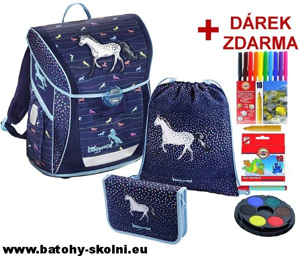 Školní aktovka džínový koník 3 dílný set Baggymax Fabby  - Doprava Zdarma - obrázek 1