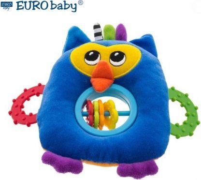 Euro Baby Plyšová hračka s kousátkem a chrastítkem  - Sovička - modrá, Ce19 - obrázek 1