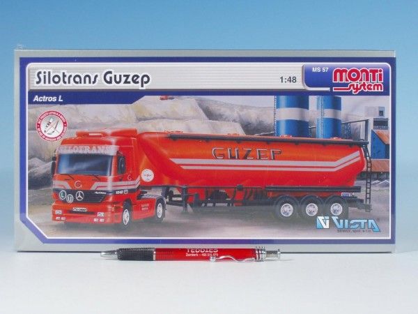 Stavebnice Monti 57 Silotrans Guzep Actros L-MB 1:48 v krabici 32x20,5x7,5cm - obrázek 1