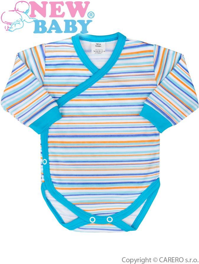 Kojenecké body s dlouhým rukávem celorozepínací New Baby Puppik 2 tyrkysové 56 (0-3m) - obrázek 1