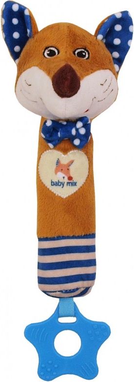 Plyšová pískací hračka Baby mix Lištička modrá s kousátkem - obrázek 1