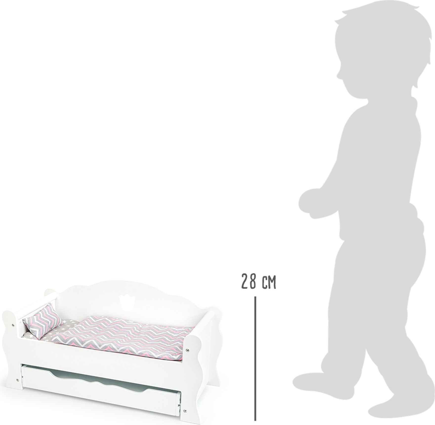 Small Foot Dřevěná postýlka pro panenku bílá - obrázek 5