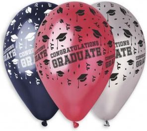 Balónek "Congratulations Graduate", 33 cm, mix metalických barev, bal. 10 ks - obrázek 1