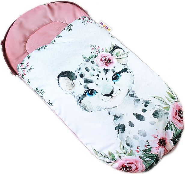 Baby Nellys Dětský fusák Baby Nellys WINTER LUXURY velvet, 105 x 55 cm - gepardík / pudrově růžová - obrázek 1