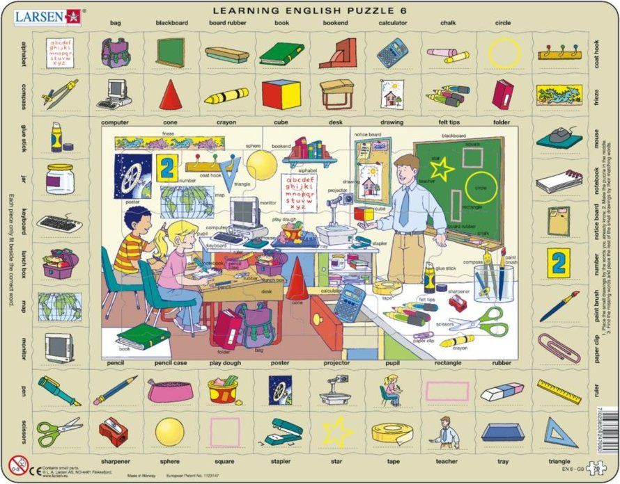 LARSEN Puzzle Angličtina 6: Ve škole 70 dílků - obrázek 1