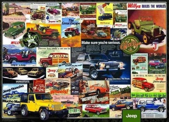 EUROGRAPHICS Puzzle Reklamní plakáty: Džípy 1000 dílků - obrázek 1