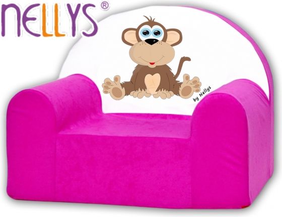 Dětské křeslo Nellys - Opička Nellys růžová - obrázek 1