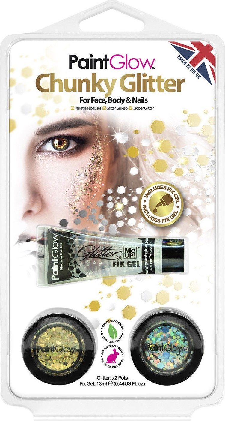 PAINTGLOW Malá sada třpytek Chunky Glitter s fixačním gelem - obrázek 1