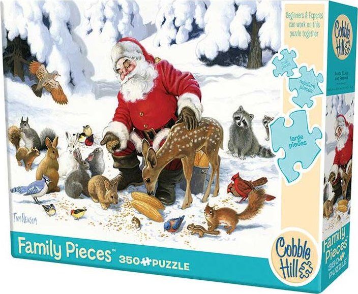 COBBLE HILL Rodinné puzzle Santa se zvířecími přáteli 350 dílků - obrázek 2