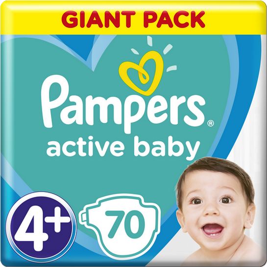 PAMPERS Active Baby 4+ (10-15 kg) 70 ks GIANT PACK – jednorázové pleny - obrázek 1