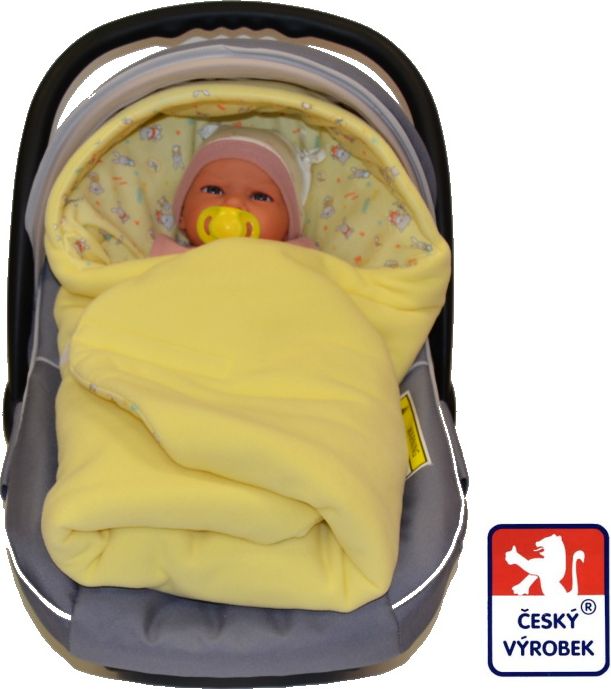 Zimní zavinovačka do autosedačky Dětský svět fleece/bavlna, Žlutá - obrázek 1