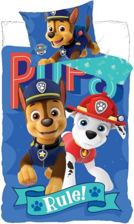 Setino - Dětské / chlapecké bavlněné ložní povlečení Tlapková patrola pro kluky - Paw Patrol RULE!, 140 x 200 cm + 70 x 90 cm - obrázek 1