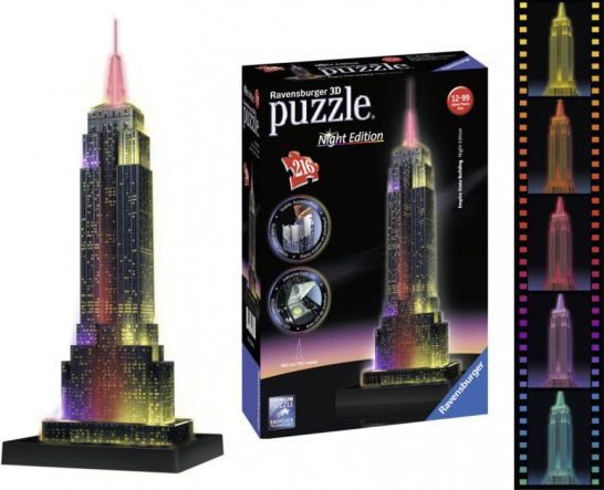 RAVENSBURGER Svítící 3D puzzle Noční edice Empire State Building 216 dílků - obrázek 1