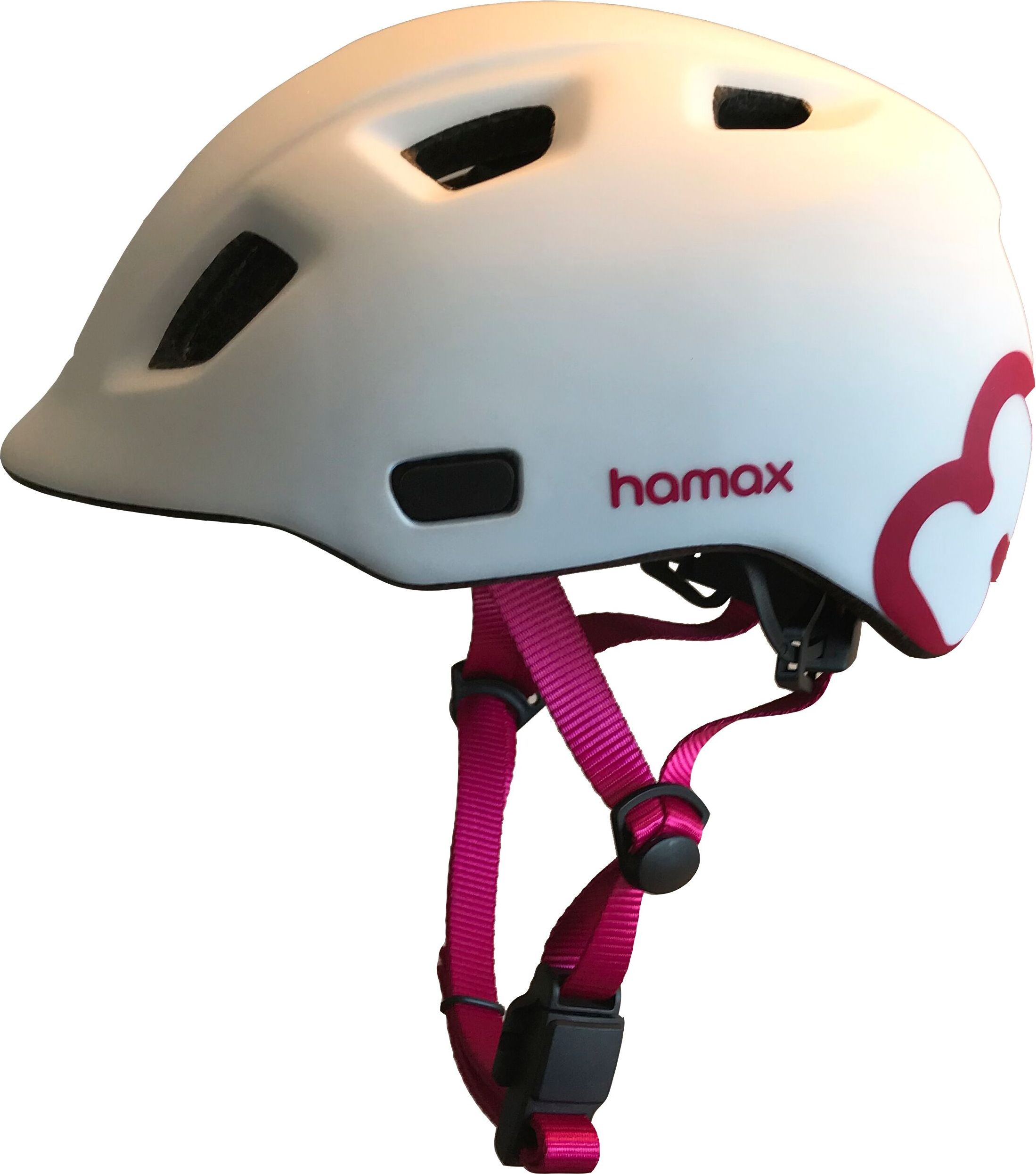 HAMAX Thundercap cyklohelma 52-57 - bílá / růžové pásky - obrázek 1