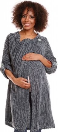 Be MaaMaa Těhotenský přehoz/kardigan, zapínání na knoflík - granátový melír - obrázek 1