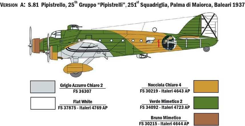 ITALERI Model Kit letadlo 1388 - SM.81 PIPISTRELLO (1:72) - obrázek 2
