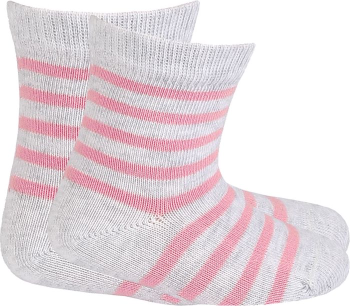 Kojenecké dívčí vzorované ponožky WOLA PROUŽKY růžové Velikost: 15-17 - obrázek 1