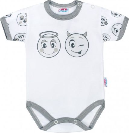 Kojenecké bavlněné body s krátkým rukávem New Baby Emotions, Bílá, 80 (9-12m) - obrázek 1