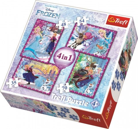 TREFL Puzzle Ledové království: Zimní radovánky 4v1 (35,48,54,70 dílků) - obrázek 1