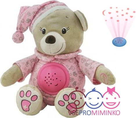Plyšový medvídek s melodií a projektorem, Baby Mix, růžový - obrázek 1