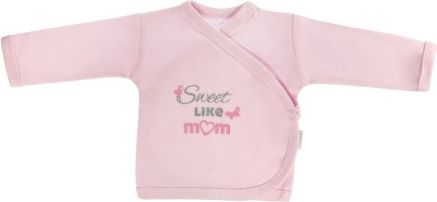 Novorozenecká košilka Motýlek srdíčko - zapínání bokem, růžová, Sweet like mum, Velikost koj. oblečení 56 (1-2m) - obrázek 1