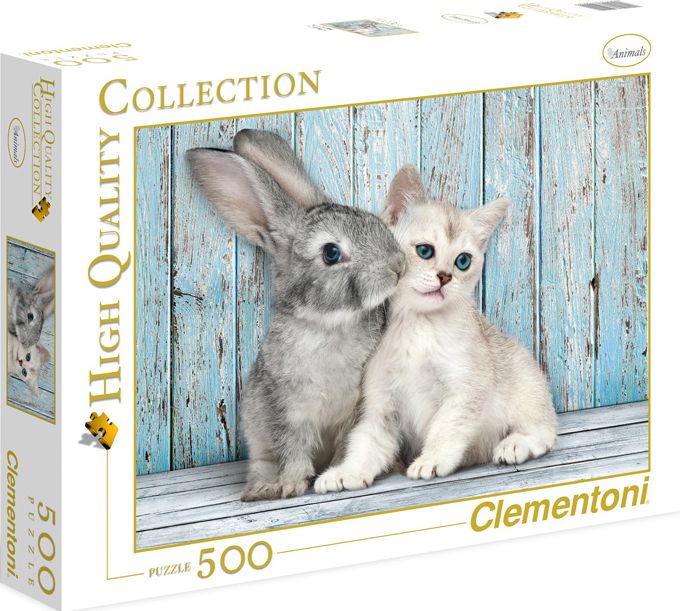 Clementoni - Puzzle 500, Kočka a králík - obrázek 1