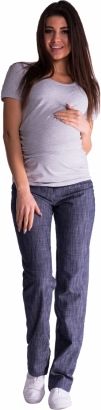 Be MaaMaa Bavlněné, těhotenské kalhoty s regulovatelným pásem - granát, vel. L - obrázek 1