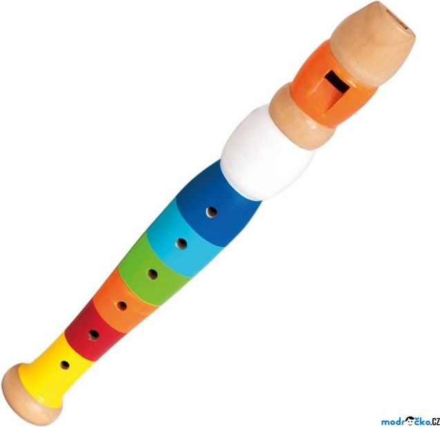Hudba - Flétna dřevěná 20cm, barevná (Bino) - obrázek 1