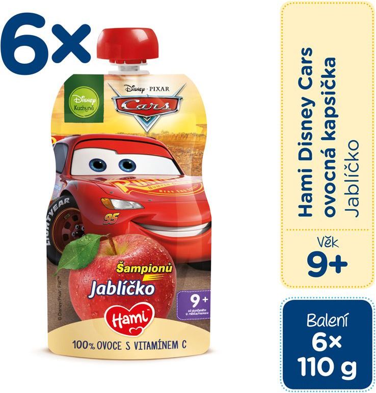 Hami Disney Cars jablíčko kapsička 6x110 g - obrázek 2