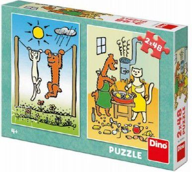 Dino Pejsek s kočičkou na terase 2x48 dílků - obrázek 1