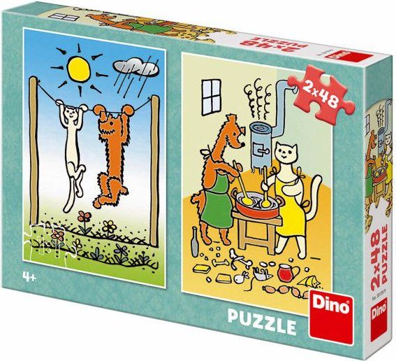 Dino Pejsek s kočičkou na terase 2x48 dílků - obrázek 2
