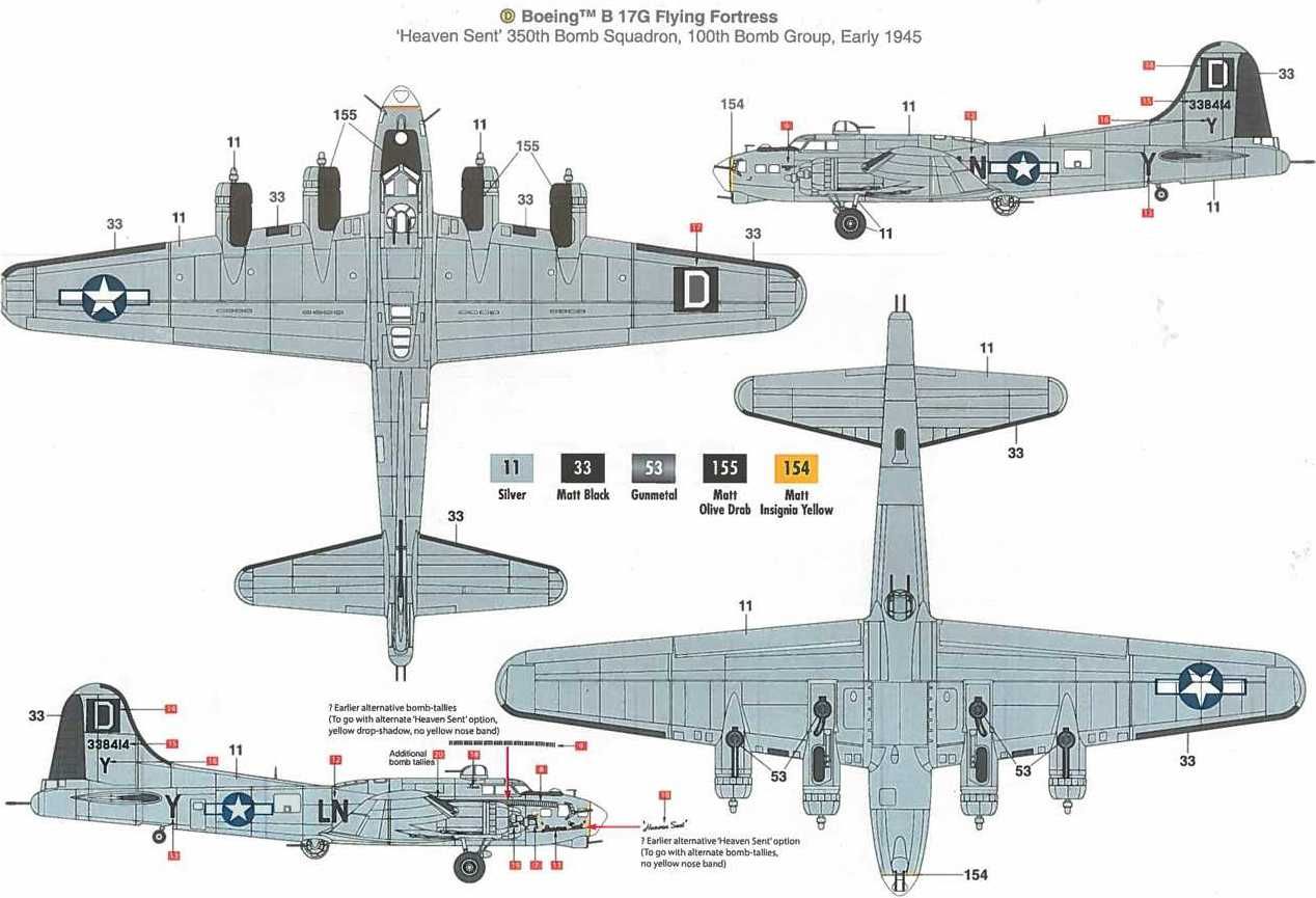 AIRFIX Classic Kit letadlo A08017A - Boeing B17G Flying Fortress - New Schemes (1:72) - obrázek 6