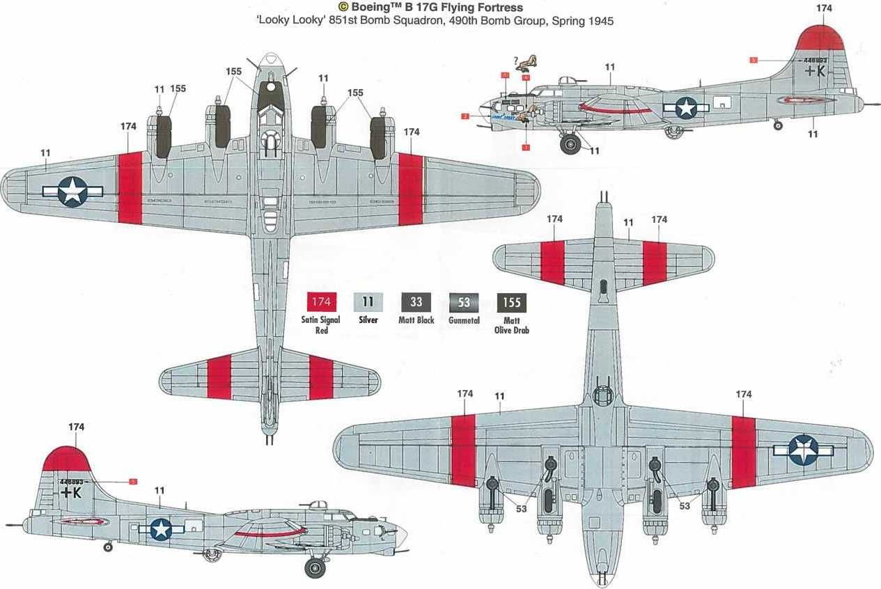 AIRFIX Classic Kit letadlo A08017A - Boeing B17G Flying Fortress - New Schemes (1:72) - obrázek 7