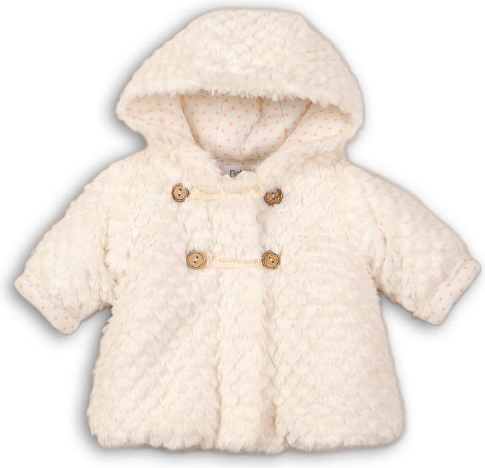 Minoti Kabátek kojenecký chlupatý s bavlněnou podšívkou bílá 74/80 - obrázek 1