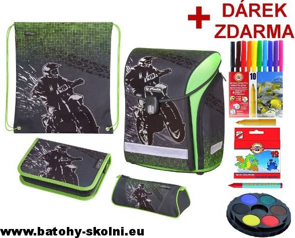 Školní aktovka Motokros 4 dílný set Midi Herlitz - obrázek 1