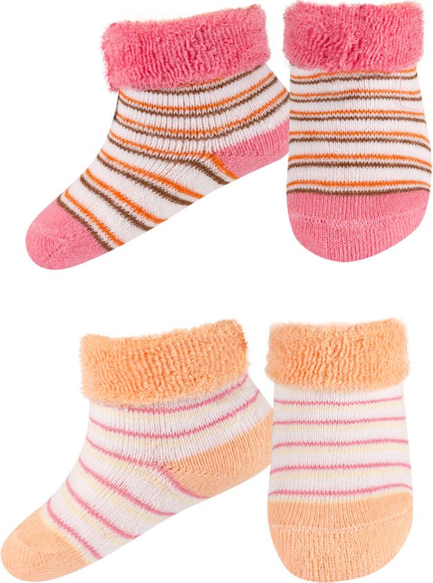 SOXO Kojenecké froté ponožky 2páry růžové - obrázek 1