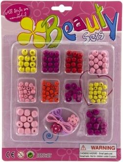 Teddies Korálky dřevo 0,5cm asst mix barev na kartě - obrázek 2