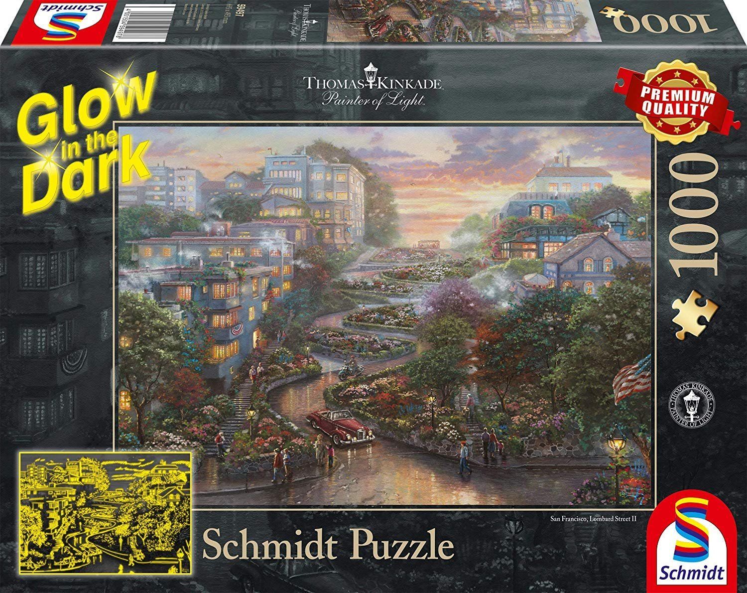SCHMIDT Svítící puzzle Lombard Street II., San Francisco 1000 dílků - obrázek 1
