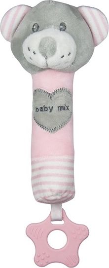 BABY MIX | Nezařazeno | Dětská pískací plyšová hračka s kousátkem Baby Mix medvěd růžový | Růžová | - obrázek 1