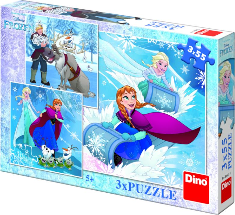 DINO WD Frozen: Zimní radovánky 3x55 dílků - obrázek 1