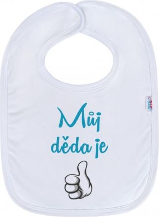 Kojenecký bavlněný bryndák New Baby Můj děda je 1, Bílá - obrázek 1