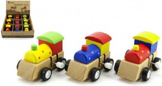 Teddies mašinka na klíček dřevo 7cm asst 3 barvy 1 ks - obrázek 1