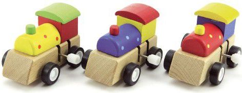 Teddies mašinka na klíček dřevo 7cm asst 3 barvy 1 ks - obrázek 2