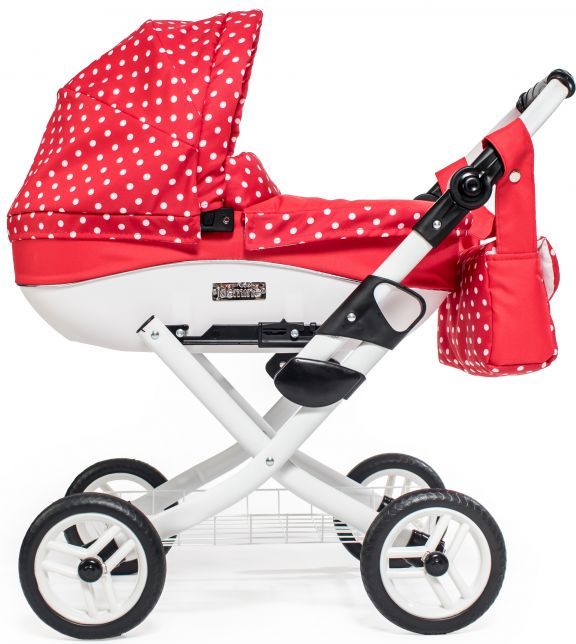 Kočárek pro panenky JASMINE Kids červený puntík - obrázek 1