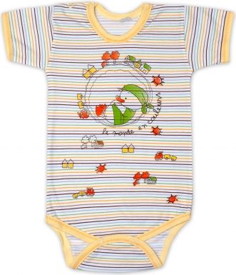 Baby Nellys Body kr. rukáv Kačenka a domečky - obrázek 1