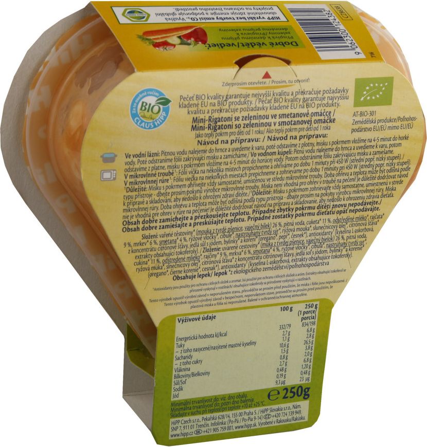 HiPP DĚT.TĚST. BIO Mini-Rigatoni 250g - obrázek 2