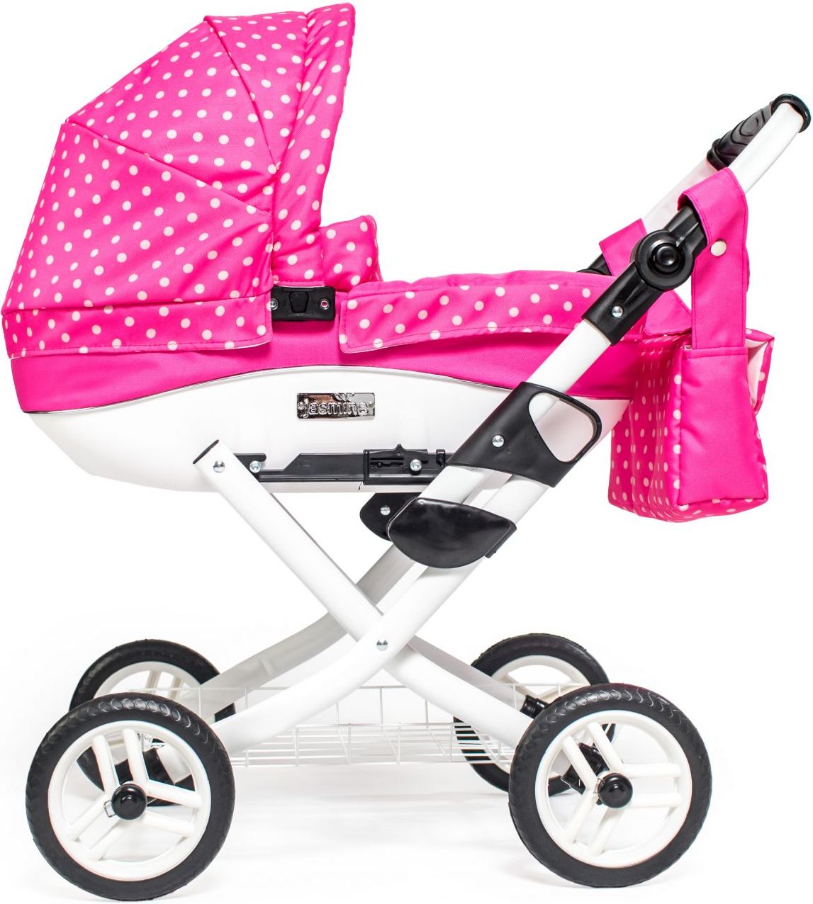 Dětský kočárek pro panenky JASMINE Kids K9 růžový puntík - obrázek 1