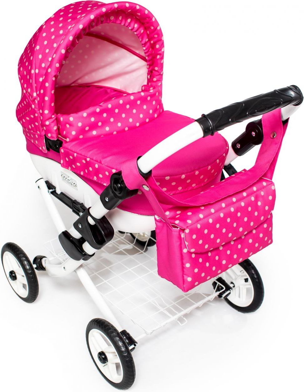 Dětský kočárek pro panenky JASMINE Kids K9 růžový puntík - obrázek 2
