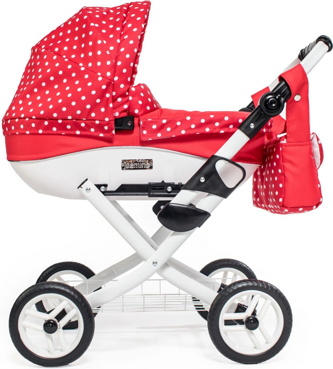 Dětský kočárek pro panenky JASMINE Kids K12 červený puntík - obrázek 1