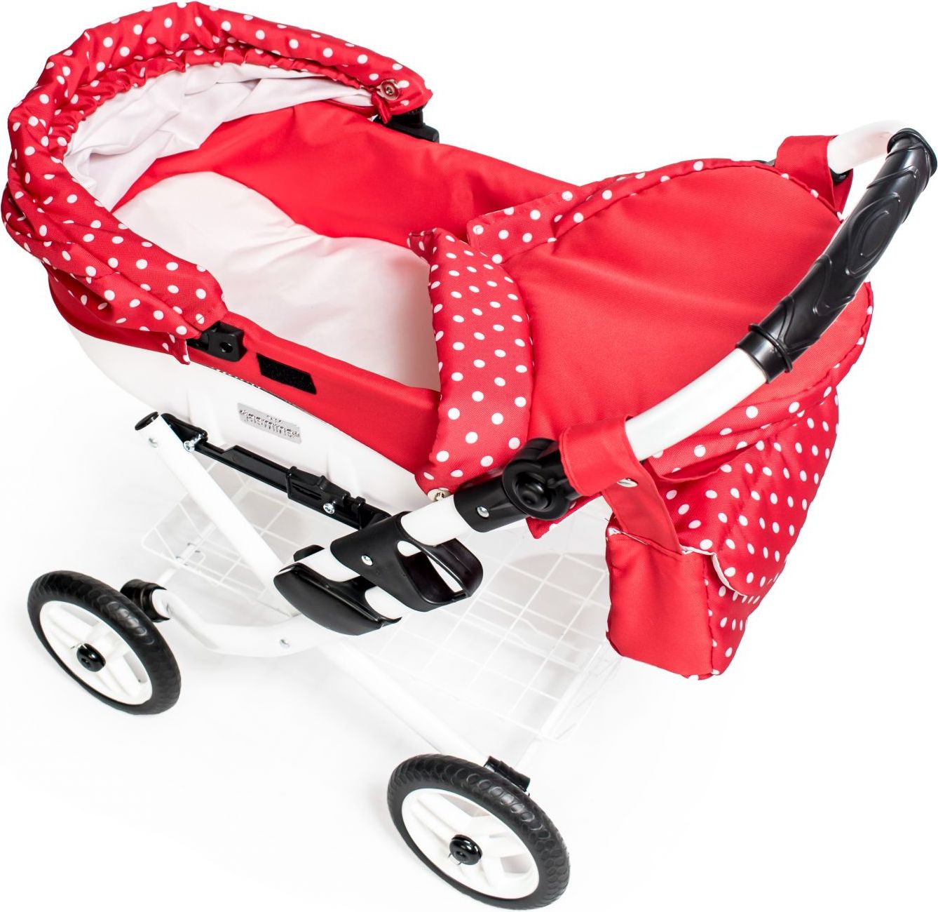 Dětský kočárek pro panenky JASMINE Kids K12 červený puntík - obrázek 3